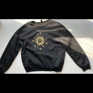 Abstract Sun and Moon Print Sweatshirt